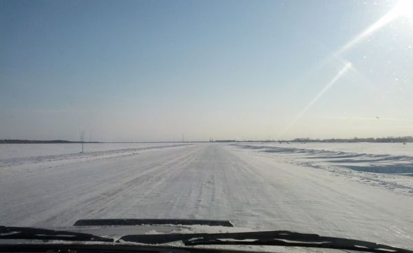 Ice road across the river